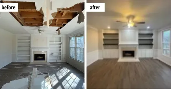 Water Damage Restoration before after